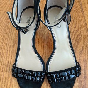 Michael Kors Sylvie Mid Black Suede Sandal